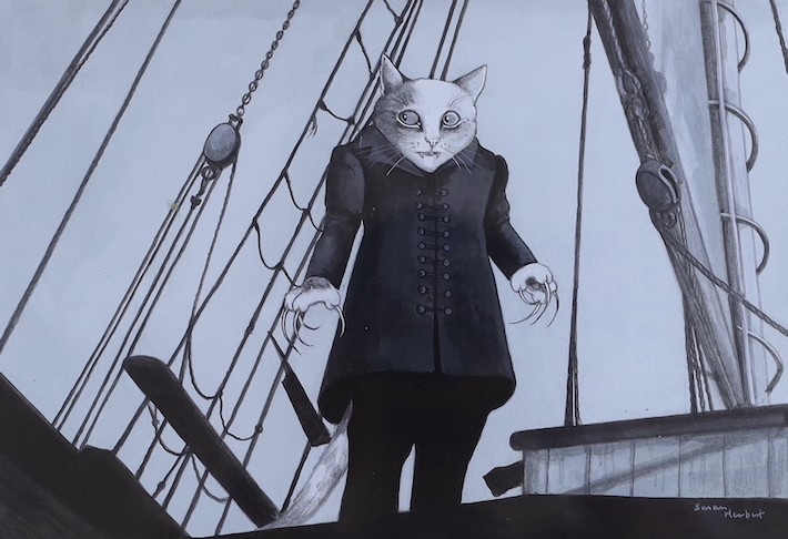 Susan Herbert (1945-2014), bodycolour on tinted paper, Nosferatu, signed, with Chris Beetles 2004 label verso, 14 x 21cm